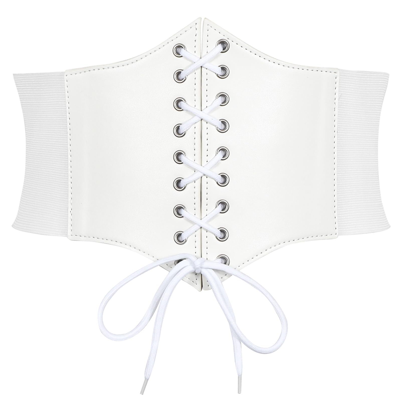 7554 Women Corset Belt Elastic Lace-Up Wide Waspie Vintage Halloween
